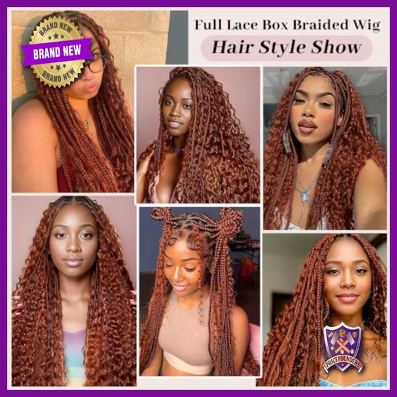 Glueless Full Lace Human Hair Blended Braided Wig Lightweight 30 Inch main image 5